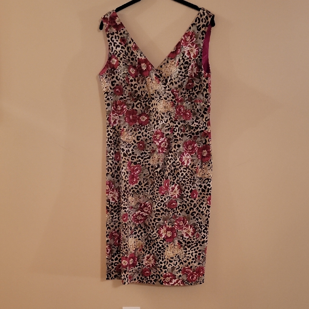 Madison Leigh Pink and Brown Sheath Midi Dress